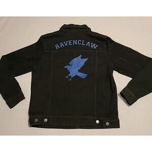 Harry Potter RavenClaw Denim Trucker Jacket Size MD Blue Black Graphic Universal